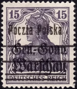 Wydanie przedrukowane na znaczkach GG Warschau znaczek nr 11