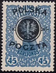 Pierwsze wydanie prowizoryczne tzw. lubelskie znaczek nr 19