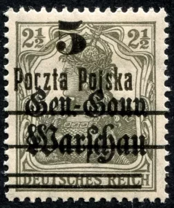 Wydanie przedrukowane na znaczkach GG Warschau znaczek nr 8
