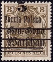 Wydanie przedrukowane na znaczkach GG Warschau znaczek nr 9
