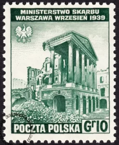 Zniszczenia dokonane przez Niemców w Polsce. Wojsko polskie w Wielkiej Brytanii - znaczek nr B338