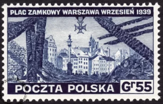 Zniszczenia dokonane przez Niemców w Polsce. Wojsko polskie w Wielkiej Brytanii - znaczek nr D338