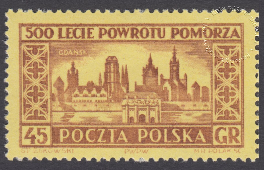 500 rocznica powrotu Pomorza do Polski znaczek nr 733