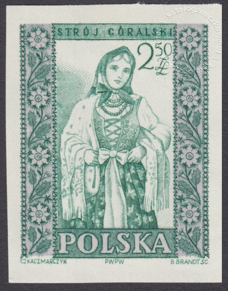 Polskie stroje ludowe znaczek nr 1000A
