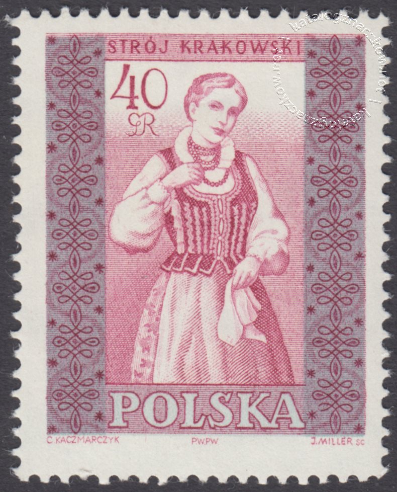 Polskie stroje ludowe znaczek nr 1013B