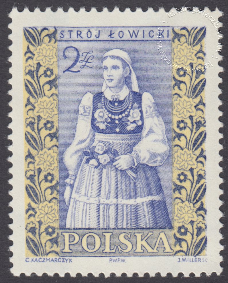 Polskie stroje ludowe znaczek nr 1015B