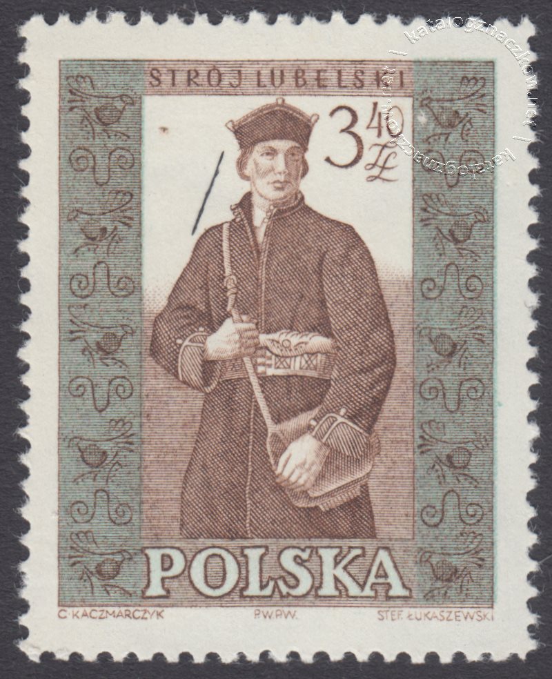 Polskie stroje ludowe znaczek nr 1018B