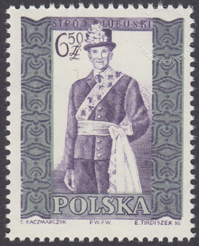 Polskie stroje ludowe znaczek nr 1020B