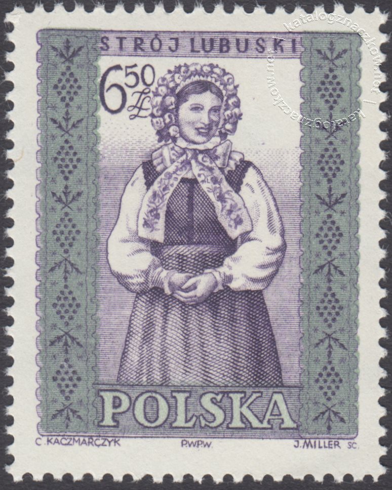 Polskie stroje ludowe znaczek nr 1021