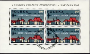 V Kongres Związków Zawodowych – arkusz znaczków 1215