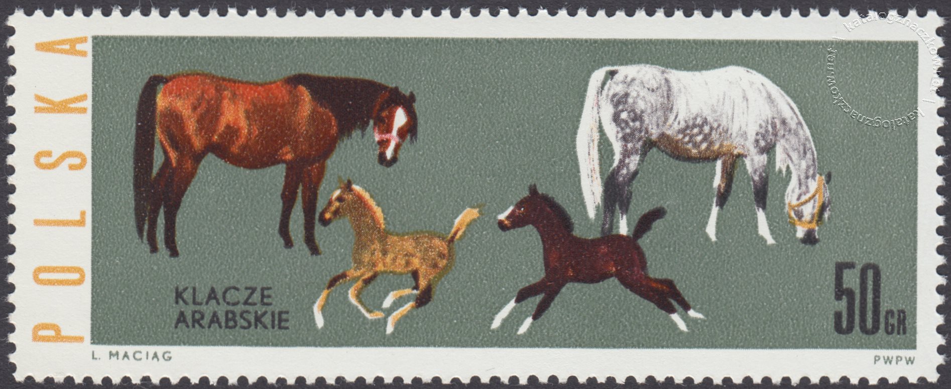 Konie polskie znaczek nr 1302