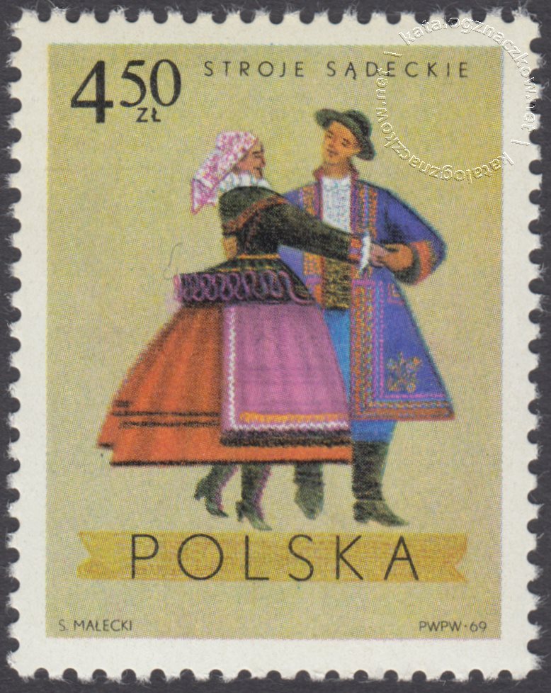 Polskie stroje Ludowe znaczek nr 1809