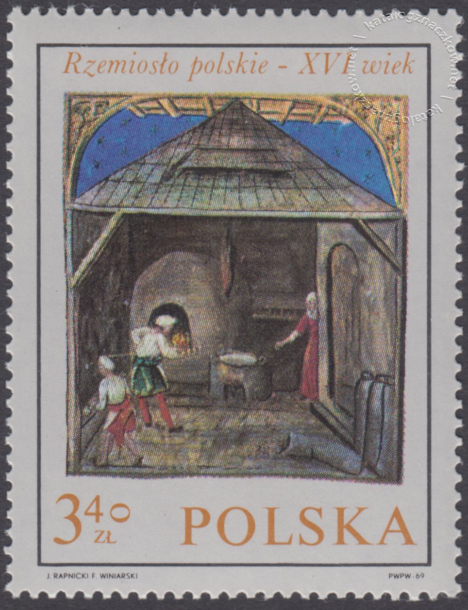 Rzemiosło polskie w XVI wiecznym malarstwie z kodeksu Baltazara Behema znaczek nr 1821