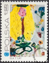 25 rocznica powstania UNICEF znaczek numer 1934