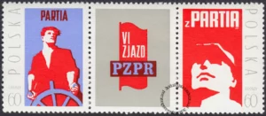 VI Zjazd PZPR znaczek numer 1977-1978 +pw