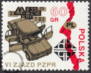 VI Zjazd PZPR znaczek numer 1982