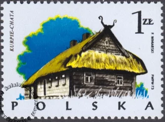 Polskie budownictwo drewniane znaczek numer 2154