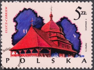 Polskie budownictwo drewniane znaczek numer 2159