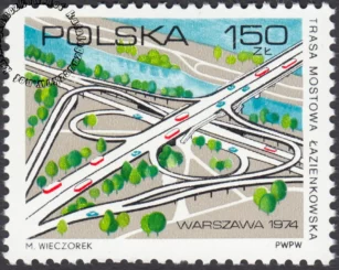 Otwarcie Mostowej Trasy Łazienkowskiej w Warszawie znaczek numer 2177