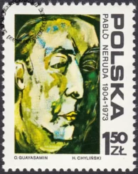 70 rocznica urodzin Pabla Nerudy znaczek numer 2205