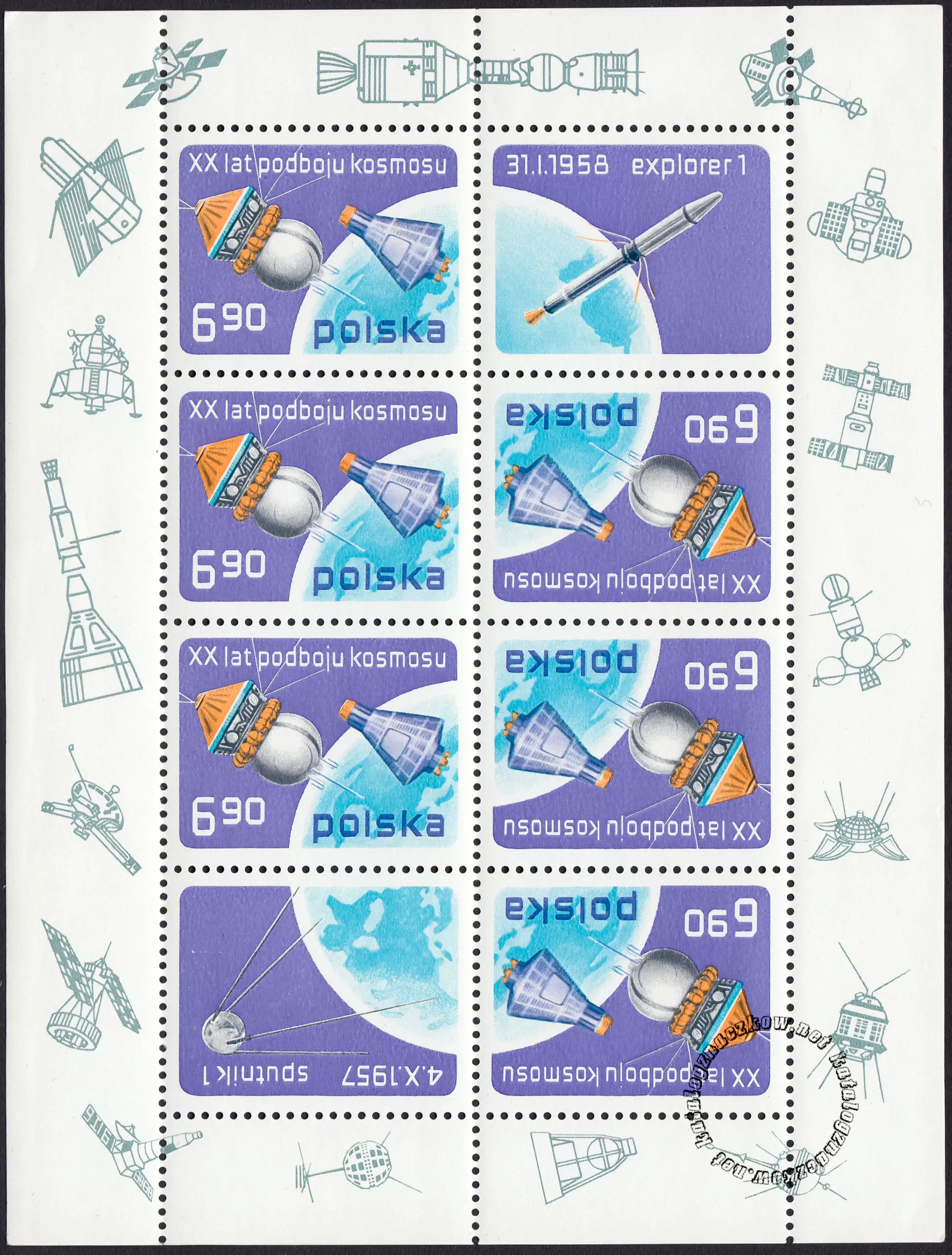 20 lecie podboju kosmosu arkusz znaczków numer 2392
