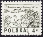 Polski drzeworyt ludowy XVI w. znaczek numer 2390
