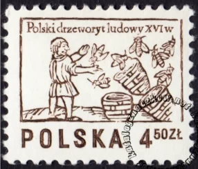 Polski drzeworyt ludowy XVI w. znaczek numer 2391