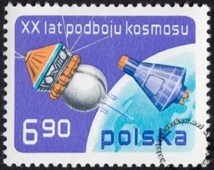 20 lecie podboju kosmosu znaczek numer 2392