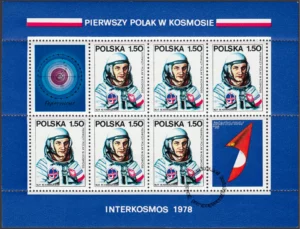 Pierwszy Polak w Kosmosie - Interkosmos – arkusz znaczków 2416