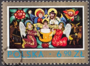 Polskie malarstwo ludowe znaczek numer 2510
