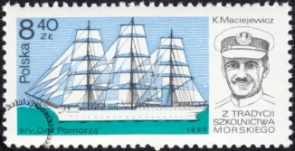 Z tradycji szkolnictwa morskiego znaczek numer 2557