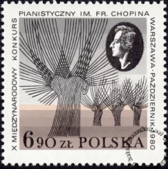 X Międzynarodowy Konkurs Pianistyczny im. F. Chopina w Warszawie znaczek numer 2566