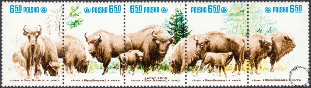 Restytucja żubra znaczki numer 2608-2612