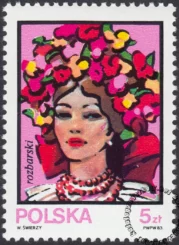 Kobiece stroje ludowe znaczek numer 2744