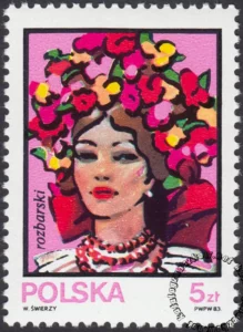 Kobiece stroje ludowe znaczek numer 2744