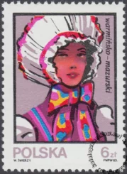 Kobiece stroje ludowe znaczek numer 2745