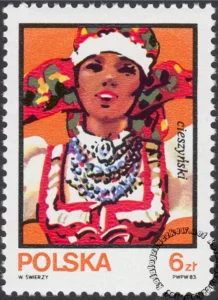 Kobiece stroje ludowe znaczek numer 2746