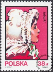 Kobiece stroje ludowe znaczek numer 2748