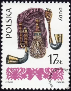 Polskie ludowe instrumenty muzyczne znaczek numer 2755