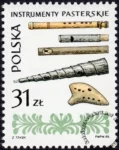 Polskie ludowe instrumenty muzyczne znaczek numer 2836