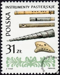 Polskie ludowe instrumenty muzyczne znaczek numer 2836