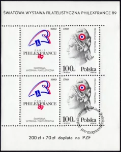 Światowa Wystawa Filatelistyczna Philexfrance 89 w Paryżu blok numer 94II