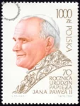 70 rocznica urodzin Papieża Jana Pawła II znaczek numer 3117