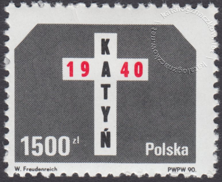 50 rocznica męczeńskiej śmierci polskich oficerów w Katyniu znaczek nr 3126