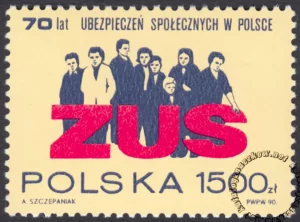 70 lat Zakładu Ubezpieczeń Społecznych w Polsce znaczek numer 3123