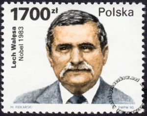 Lech Wałęsa - laureat Pokojowej Nagrody Nobla w 1983 roku znaczek numer 3152