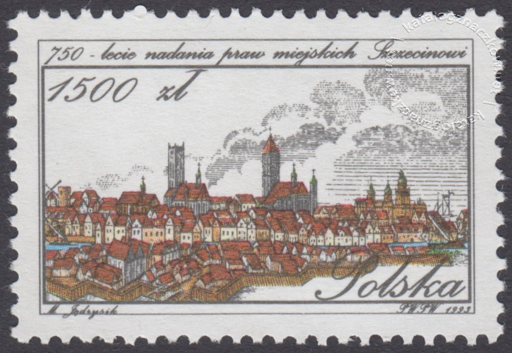 750-lecie nadania praw miejskich Szczecinowi znaczek nr 3295