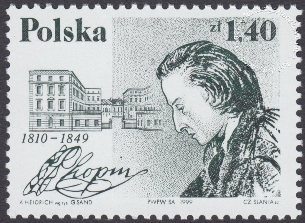 150 rocznica śmierci Fryderyka Chopina znaczek nr 3646