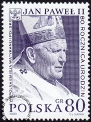 80 rocznica urodzin Papieża Jana Pawła II znaczek numer 3682