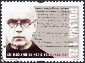 60 rocznica śmierci św. Maksymiliana Marii Kolbego znaczek numer 3754